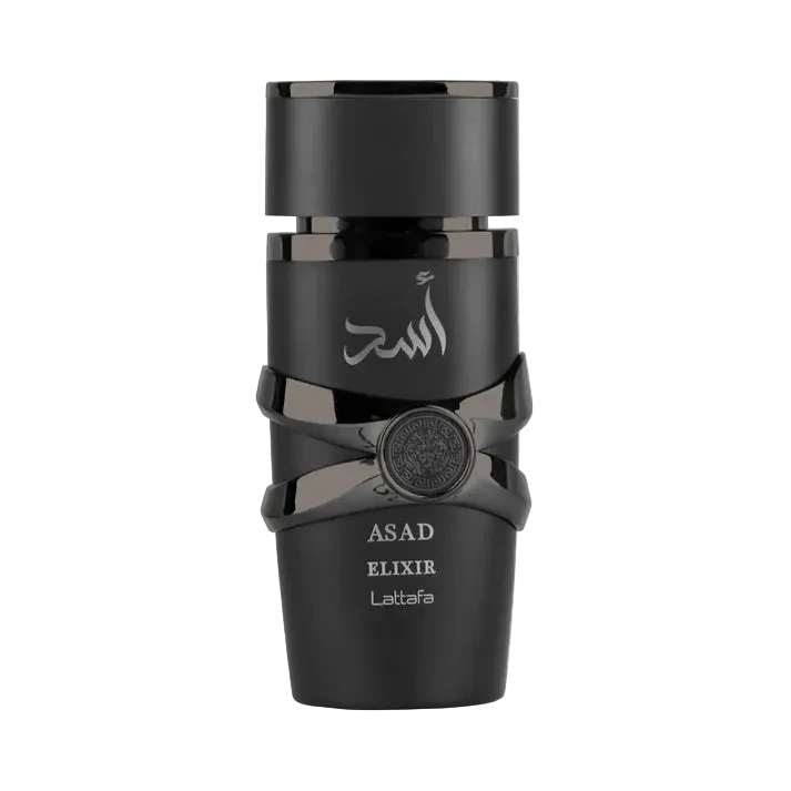 Butelka perfum Asad Elixir by Lattafa – intensywne perfumy męskie z nutami tytoniu i szafranu