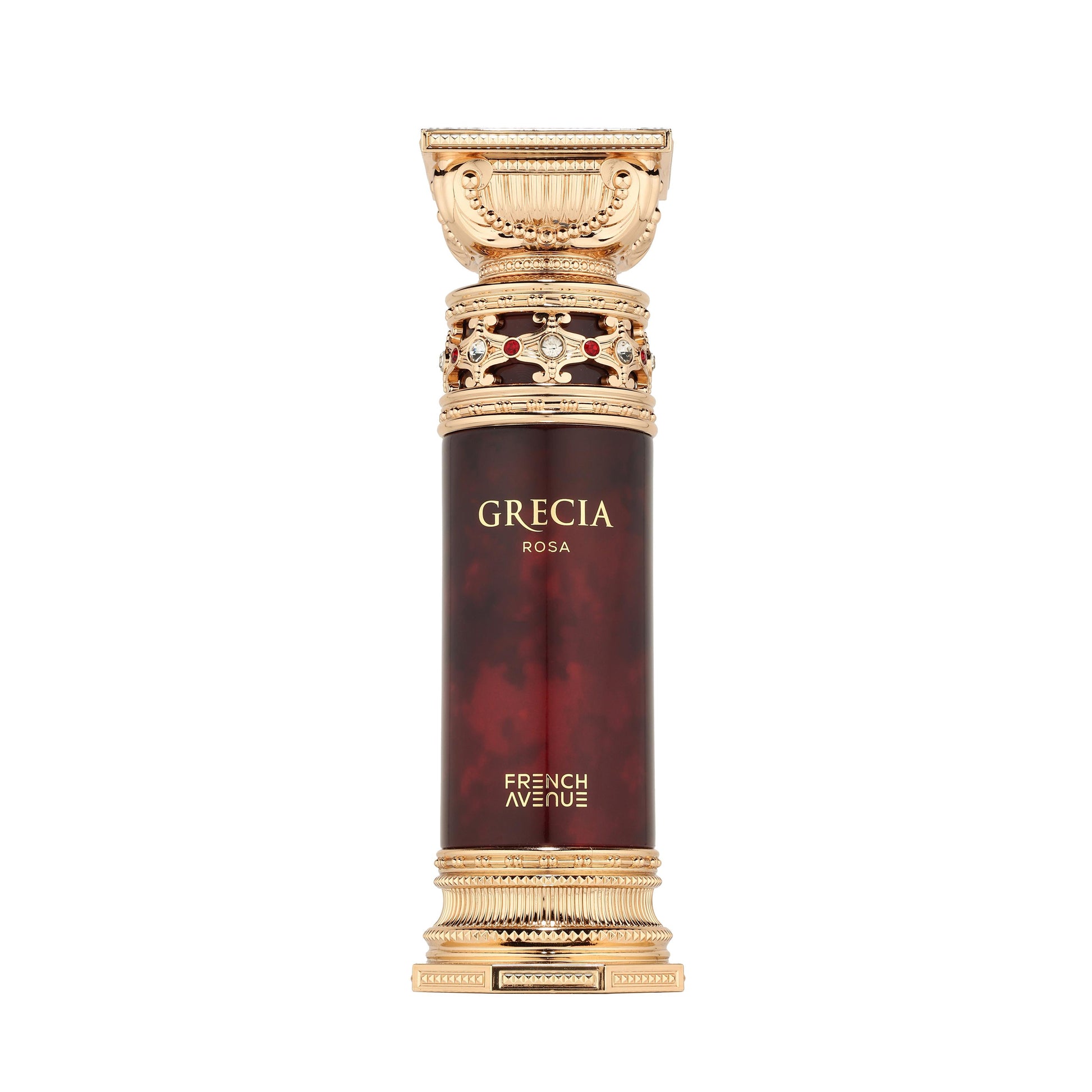 Butelka perfum Grecia Rosa by French Avenue – eleganckie perfumy damskie kwiatowo-drzewne z różą i oudem
