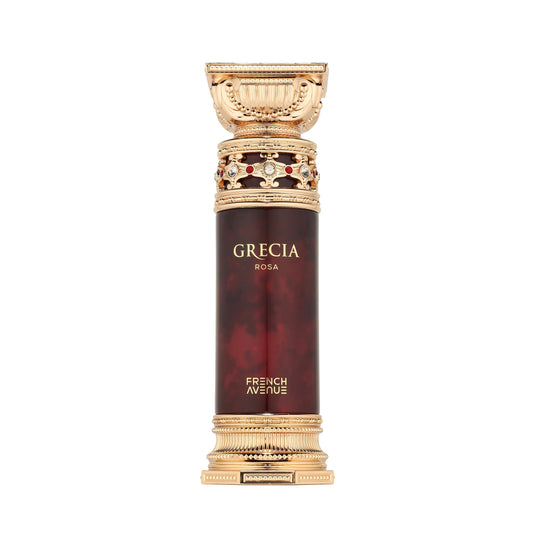 Butelka perfum Grecia Rosa by French Avenue – eleganckie perfumy damskie kwiatowo-drzewne z różą i oudem